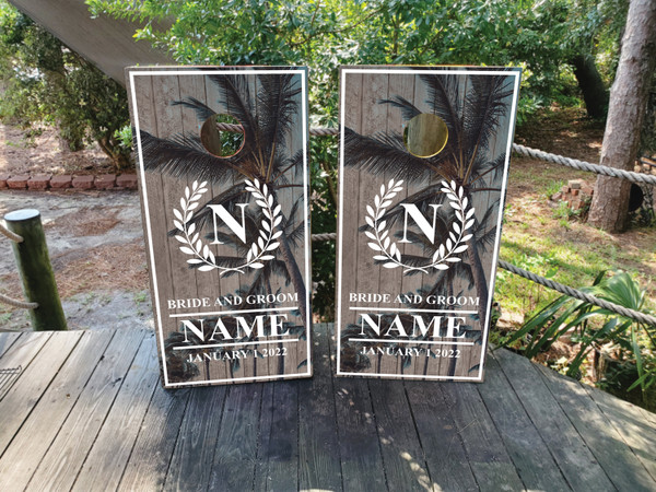 Custom Nautical Wedding Cornhole Boards