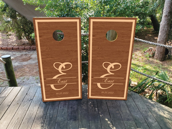 Custom Wood Grain Wedding Cornhole Boards