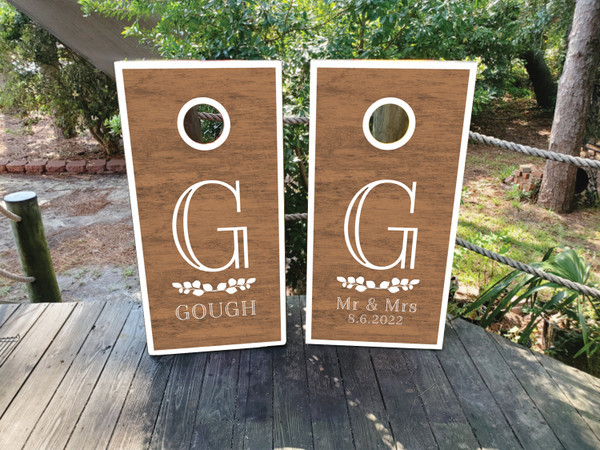 Custom Wood Grain Wedding Cornhole Boards
