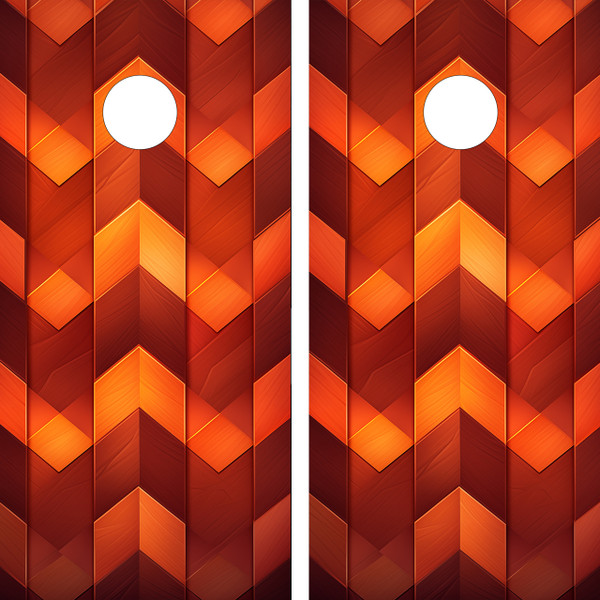 "Checkered Wood Grain Cornhole Boards Design 2 featuring rustic wood grain pattern with classic checkered design and natural finish"