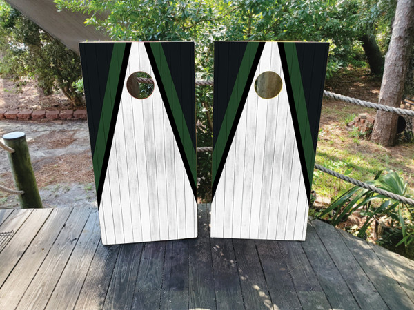 "Green Bay Sports Colors Cornhole Boards Design featuring vibrant green and gold color scheme inspired by Green Bay sports teams with bold graphics"