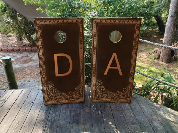 leather wedding cornhole boards