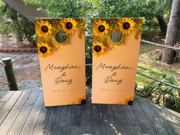 sunflower wedding cornhole boards