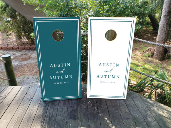 turquoise wedding cornhole boards