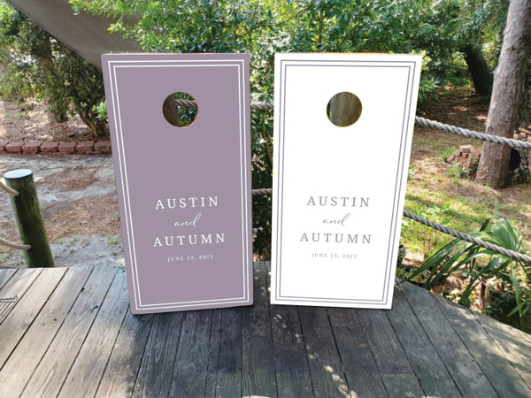 dusty purple cornhole wraps
