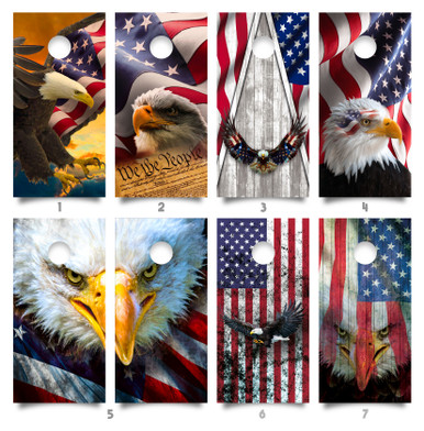 Amercan Flag Amercan Eagle Cornhole Wraps - Cornhole Wraps - Cornhole