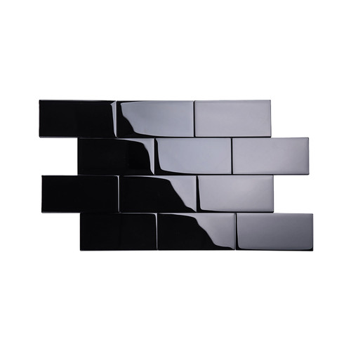 Giorbello Glass Subway Tile, 3 x 6, Black