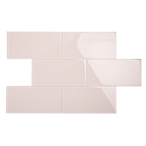 Giorbello Glass Subway Tile, 6 x 12, Rose Pale Pink