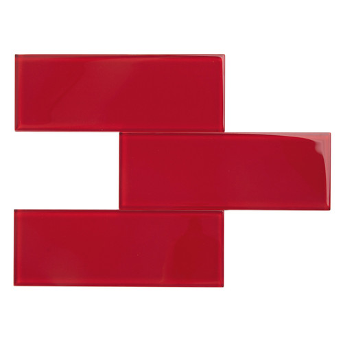 Ruby Red, 3"x 9" Glass Tile