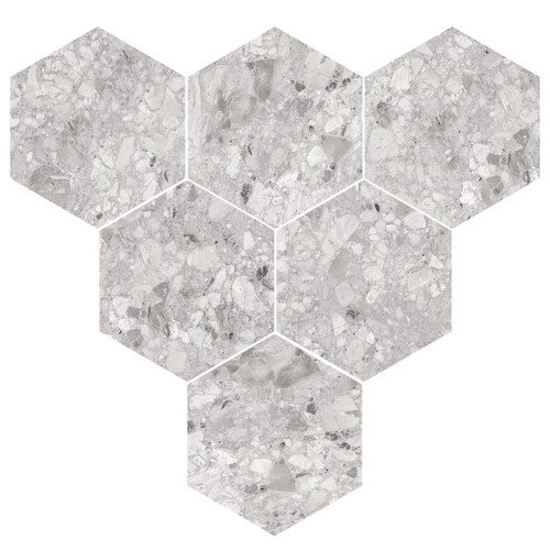 Hexagon Glazed Porcelain 10"x 10" Tile - Ceppo Gray