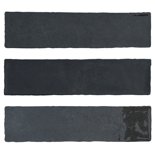 3" x 12” Spanish Fes Ceramic Subway Wall Tile - Black