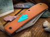 Marshland Trapper Apache *Knapped*(Butterscotch Paper Micarta w/ Teal G-10 Arrowhead Shield/Blackout Blade) Custom Drop