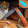 Marshland Trapper Apache *Knapped*(Butterscotch Paper Micarta w/ Teal G-10 Arrowhead Shield/Blackout Blade) Custom Drop