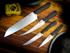 *CUSTOM SHOP* MAGNACUT 4PC KITCHEN SET W/ BLACK LINEN MICARTA SCALES/RED G-10 LINERS