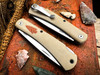 Mudbug Apache *Knapped*(Bone Linen Micarta w/ Butterscotch Paper Arrowhead Shield) Custom Drop