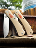 Mudbug Apache *Knapped*(Bone Linen Micarta w/ Butterscotch Paper Arrowhead Shield) Custom Drop