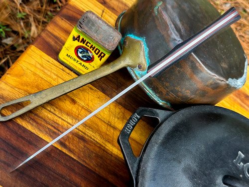 1ST RUN *CUSTOM SHOP* MAGNACUT CHEF'S KNIFE W/ BLACK JUTE MICARTA SCALES/RED G-10 LINERS