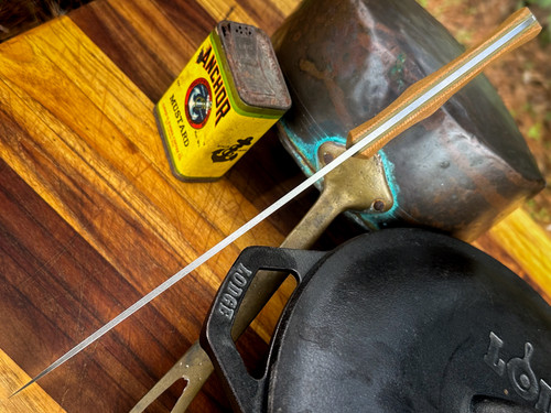 1ST RUN *CUSTOM SHOP* MAGNACUT CHEF'S KNIFE W/ NATURAL JUTE MICARTA SCALES/OD GREEN MICARTA LINERS