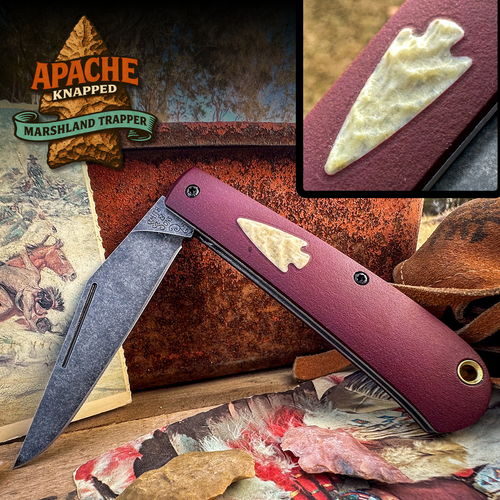 Marshland Trapper Apache *Knapped*(Redstone Richlite w/ White Jute Arrowhead Shield/Blackout Finish) Custom Drop