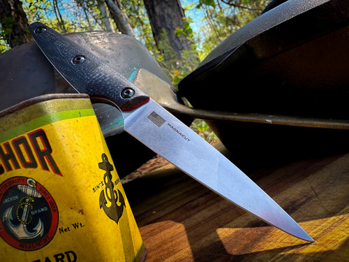 *CUSTOM SHOP* MAGNACUT PARING KNIFE W/ BLACK JUTE MICARTA SCALES/RED G-10 LINERS