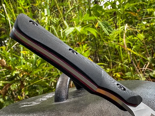 *CUSTOM SHOP* MAGNACUT BONING KNIFE W/ BLACK LINEN MICARTA SCALES/RED G-10 LINERS