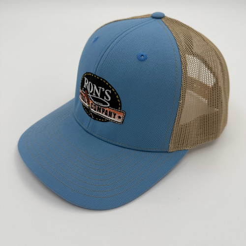Blue/khaki trucker hat from Ron's Tool Company
