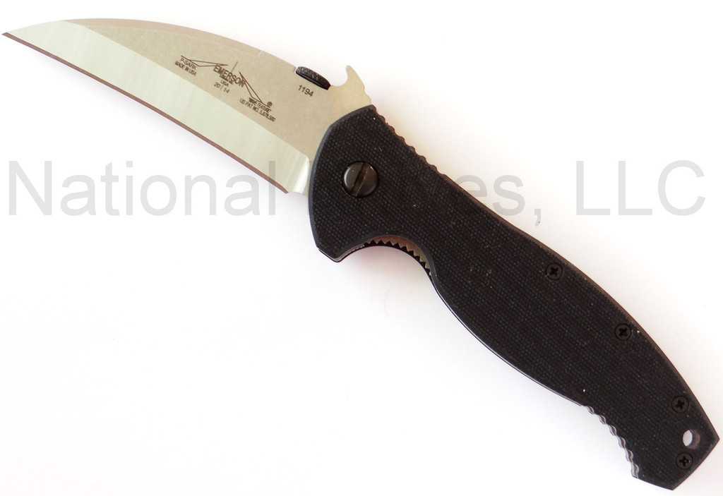 REFERENCE ONLY - Emerson Knives P-SARK SF Folding Knife, Satin 3.5" Plain Edge 154CM Blade, Black G-10 Handle, Emerson "Wave" Opener