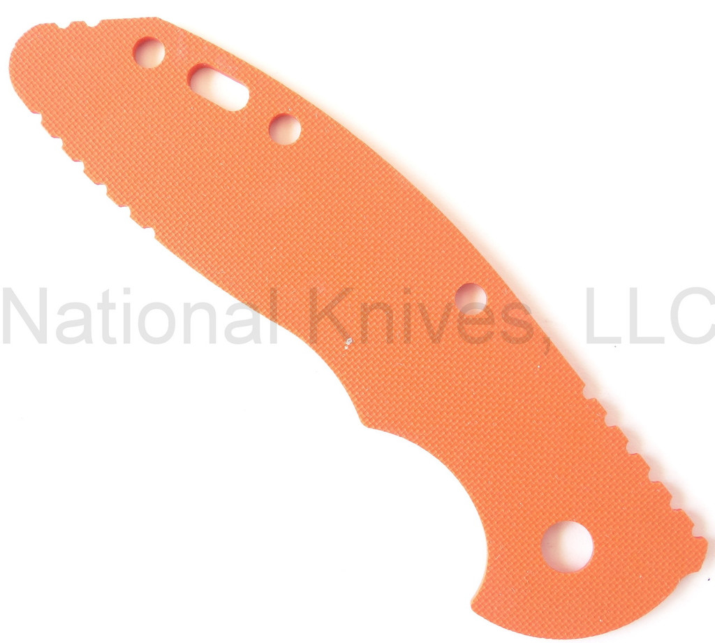 Rick Hinderer Knives XM-18 3.0" Textured G-10 handle scale - reverse shown.  Orange color.