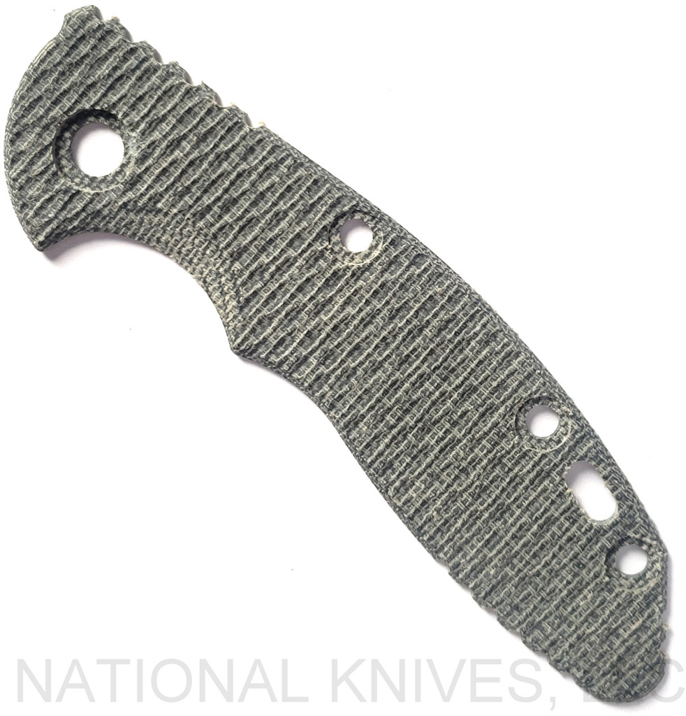 Rick Hinderer Knives Textured Micarta handle scale to fit XM-18 3.0" folding knife - shown obverse.  Black.  Model SXM30MI.