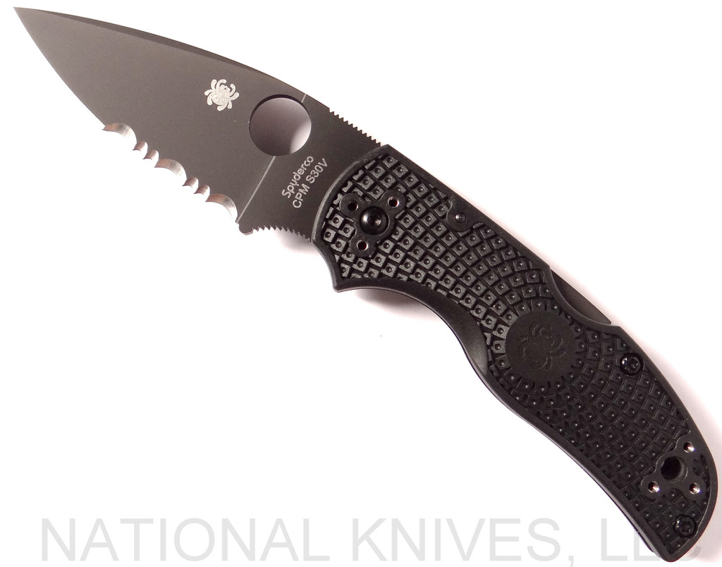 Spyderco Native 5 Knife C41PSBBK5 Black CPM-S30V Combo Edge Blade Black FRN Hndl