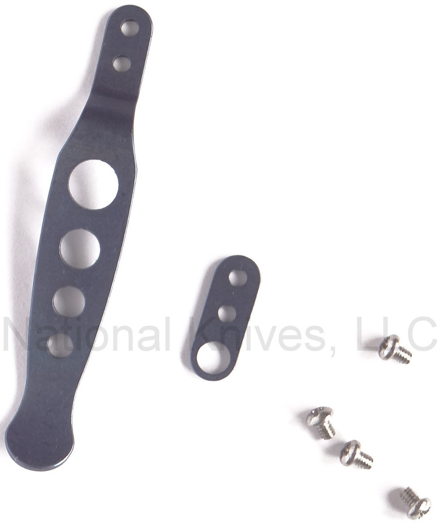 REFERENCE ONLY - Rick Hinderer Knives Holey Pocket Clip and Tab Set - Titanium - Blue