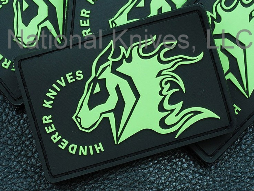 REFERENCE ONLY - Rick Hinderer Knives PVC Morale Patch, Black & Neon Green