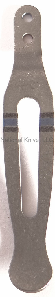 REFERENCE ONLY - Rick Hinderer Knives Blue Line Pocket Clip - Stonewashed Titanium