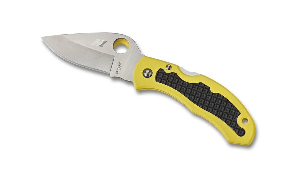 REFERENCE ONLY - Spyderco Snap-it Salt C26PYL Folding Knife, 2.937" Plain Edge H-1 Blade, Yellow FRN Handle