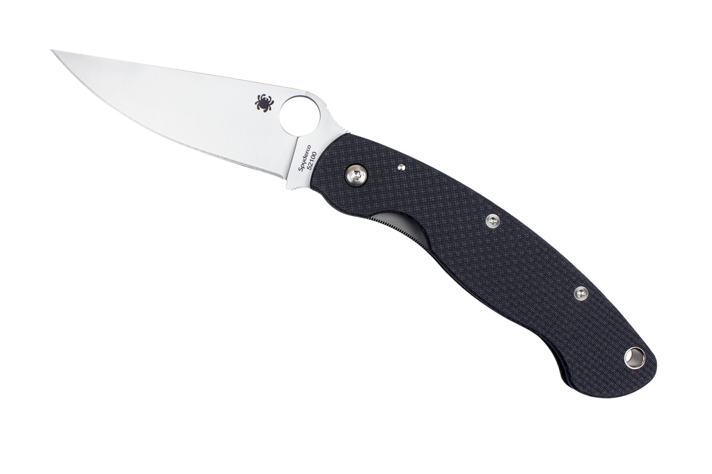 REFERENCE ONLY - Spyderco Military C36CFP52100 Sprint Run Folding Knife, 4" Plain Edge 52100 Blade, Black Carbon Fiber Handle