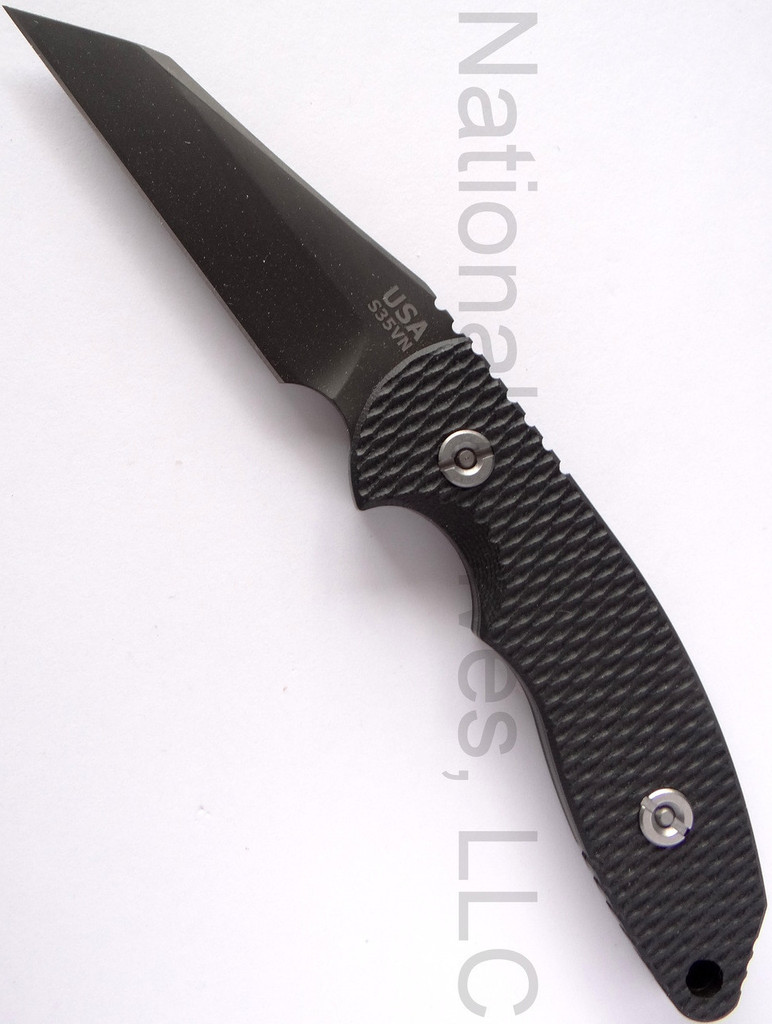 Rick Hinderer Knives FXM Wharncliffe Fixed Blade Knife, DLC Black 3.5" Plain Edge S35VN Blade, Black G-10 Handle