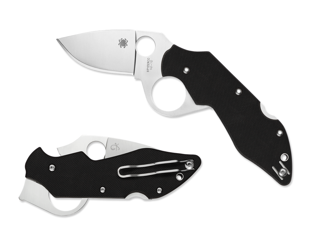 REFERENCE ONLY - Spyderco Introvert C206GP Folding Knife, 2.75" Plain Edge Blade, Black G-10 Handle