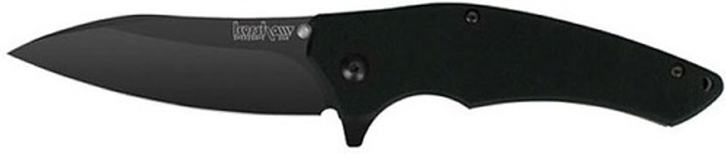 Kershaw Turbulence assisted opening folding knife - shown open.  Black coated 14C28N stainless steel plain edge blade.  Black G-10 handle.  Model 1790CKT.
For reference only.