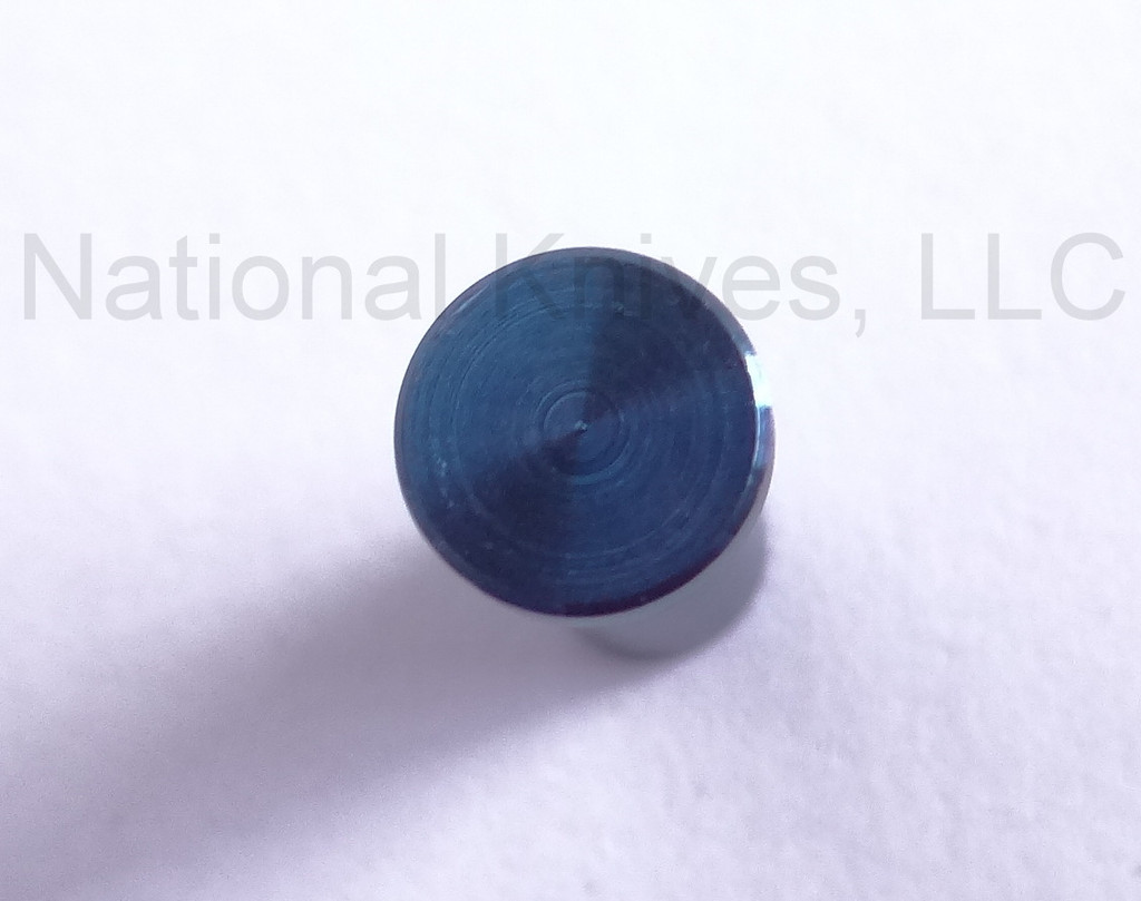 Rick Hinderer Knives Handle Nut Set to fit XM-18 3.0" - close up of obverse.  Stonewash blue titanium construction.  Model K213110100.