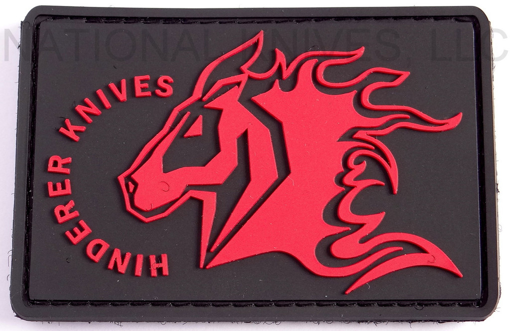 REFERENCE ONLY - Rick Hinderer Knives PVC Morale Patch, Black & Red