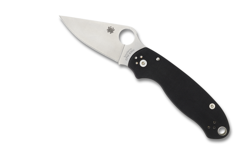 Spyderco Para 3 Folding Knife C223GP Satin Plain Edge S30V Blade Black G-10