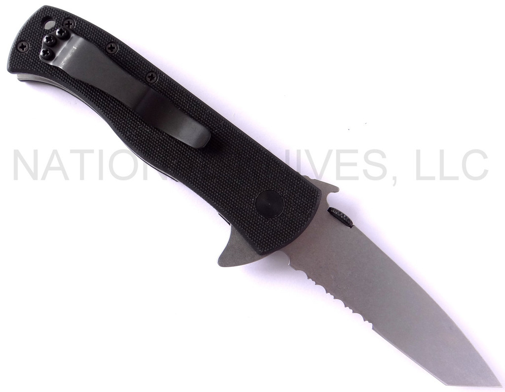 Emerson Knives CQC-7F SFS Flipper Folding Knife, Satin 3.3" Partially Serrated S35VN Blade, Black G-10 Handle, Emerson "Wave" Opener