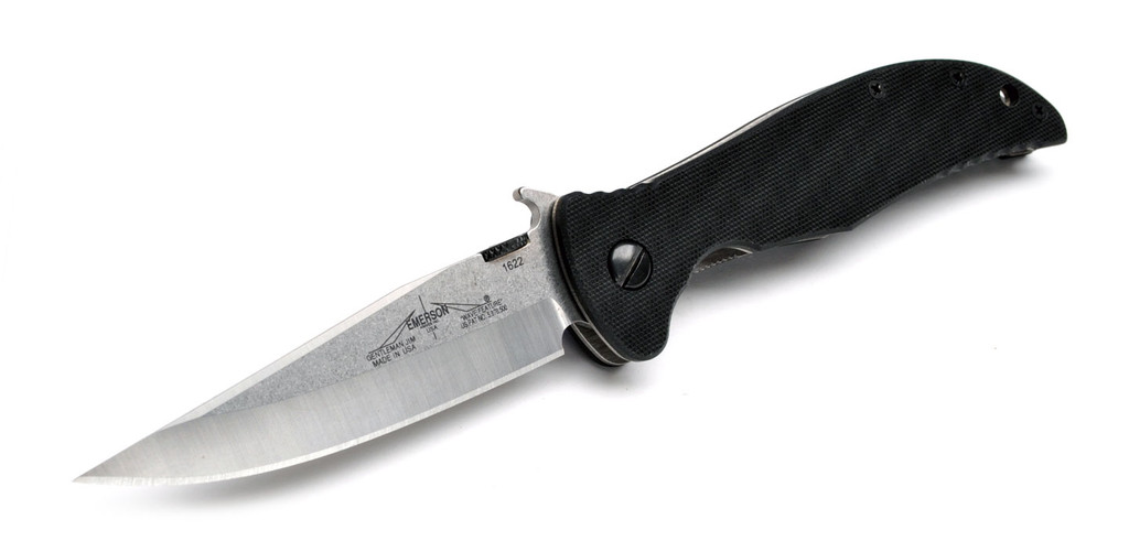 REFERENCE ONLY - Emerson Knives Gentleman Jim SF Folding Knife, Satin 3.8" Plain Edge 154CM Blade, Black G-10 Handle, Emerson "Wave" Opener