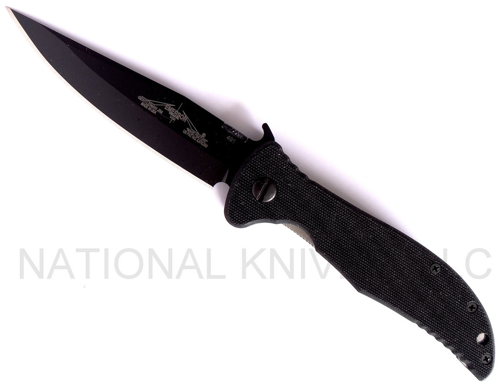 REFERENCE ONLY - Emerson Knives Gentleman Jim BT Folding Knife, Black 3.8" Plain Edge 154CM Blade, Black G-10 Handle, Emerson "Wave" Opener
