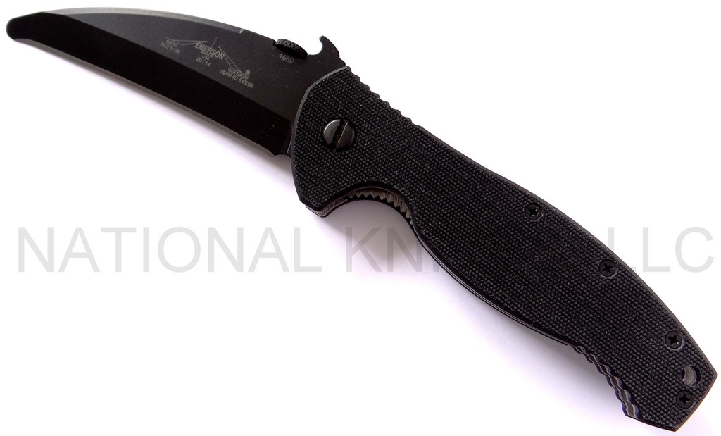 Emerson Knives SARK BT Folding Knife Black 3.62" PlainEdge 154CM Blade Black G10