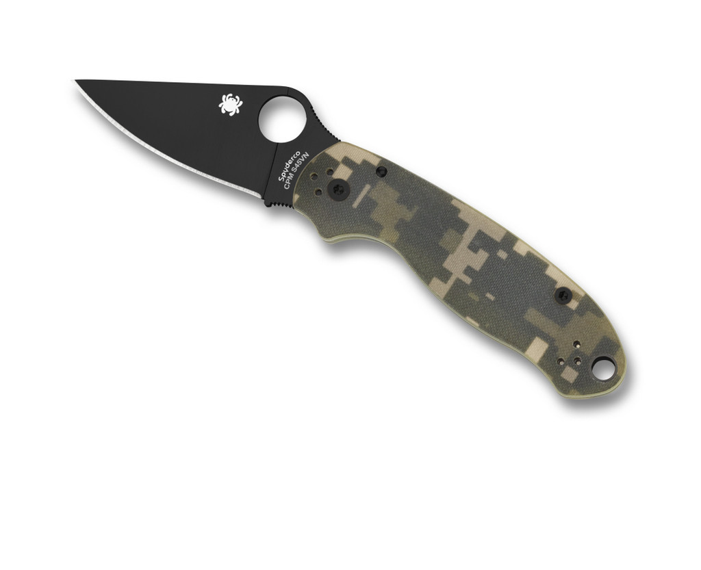 Spyderco Para 3 Knife C223GPCMOBK Black Plain Edge S45VN Blade Digi Camo G-10