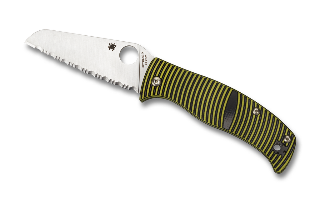 Spyderco Caribbean Sheepfoot Shape Knife C217GSSF Serrated LC200 N Blade G-10