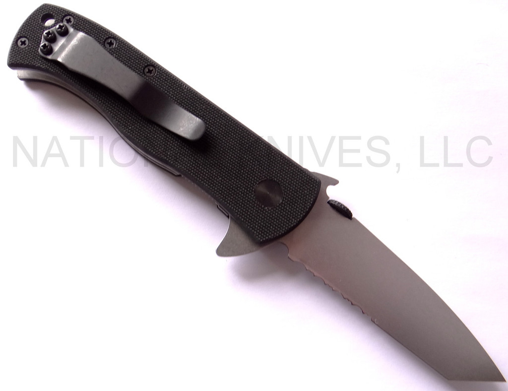 REFERENCE ONLY - Emerson Knives CQC-7F SFS Flipper Folding Knife, Satin 3.3" Partially Serrated 154CM Blade, Black G-10 Handle, Emerson "Wave" Opener