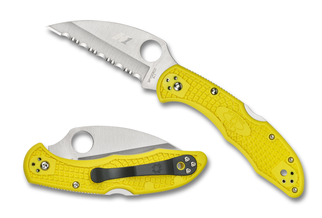 Spyderco Salt 2 Wharncliffe Knife C88SWCYL2 Serrated H-1 Blade Yellow FRN