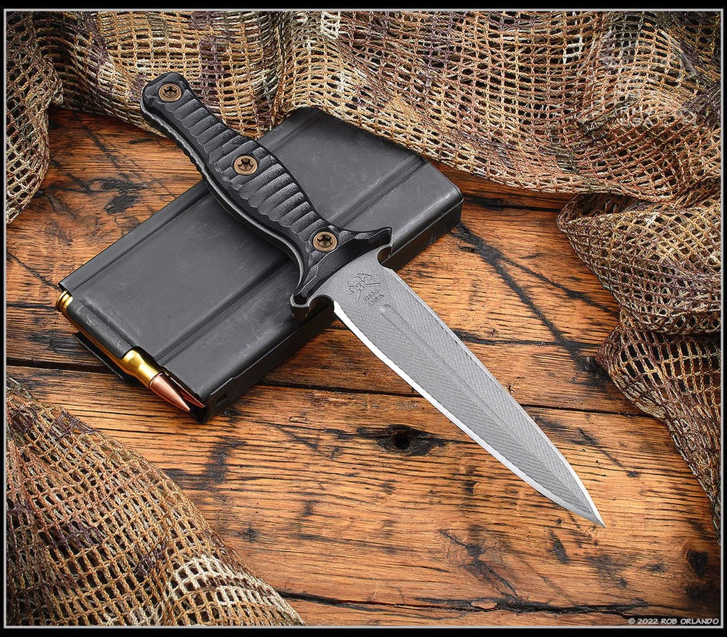 RMJ Tactical Raider Dagger Tungsten Cerakote CPM-3V Blade Black G-10 w/Sheath